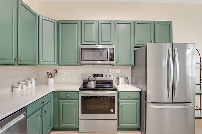 freshly painted cabinets in an albuquerque kitchen.