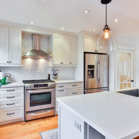 kitchen remodel with cabinet refinishing