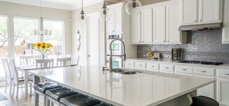 Kitchen with white cabinets