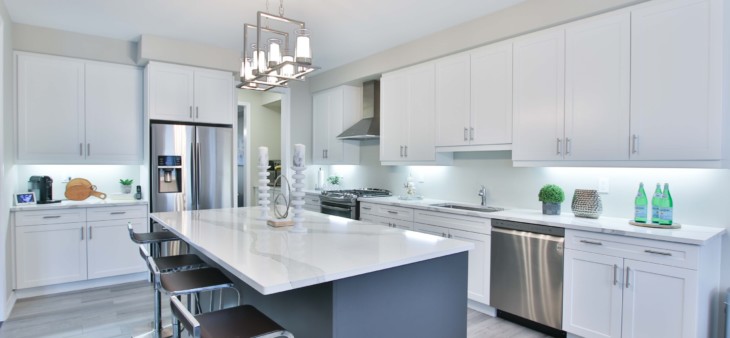 kitchen with white cabinets