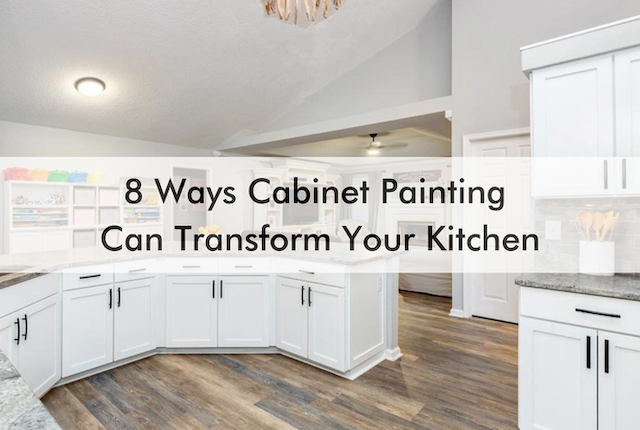 kitchen with text about ways cabinet painting can update a kitchen