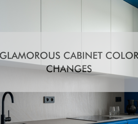 a blog feature that says, "Glamorous Cabinet Color Changes"