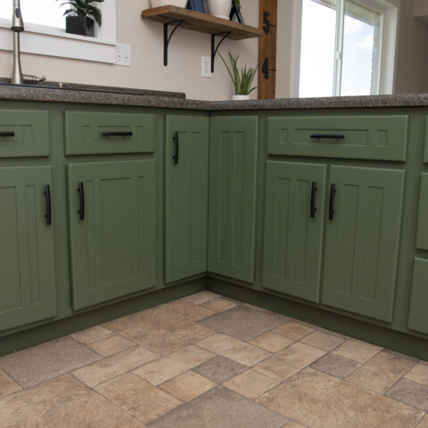 Green kitchen cabinet reference photo