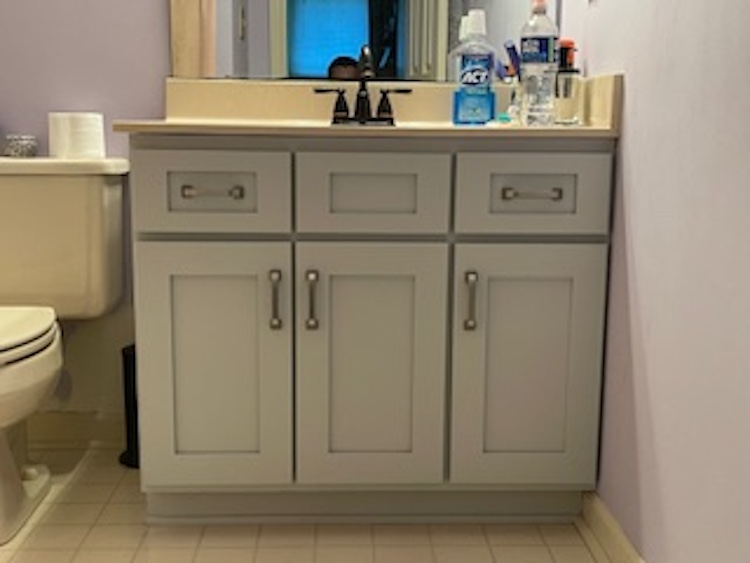 Bathroom cabinets after a door replacement