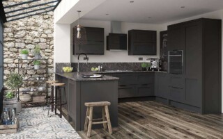 Fitted Kitchen with black cabinets