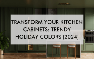 Kitchen with text "Transform Your Kitchen Cabinets: Trendy Holiday Colors (2024)"