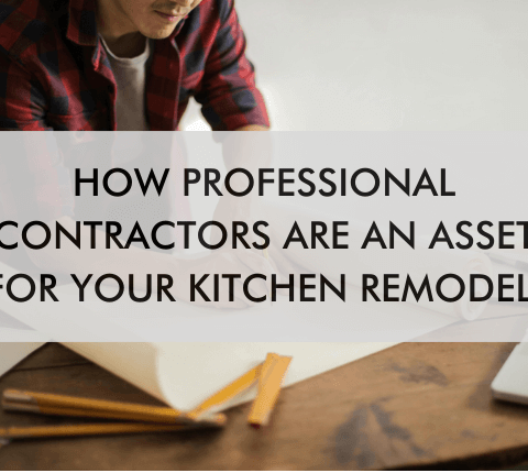 Carpenter with text saying, "How Professional Contractors Are An Asset For Your Kitchen Remodel"