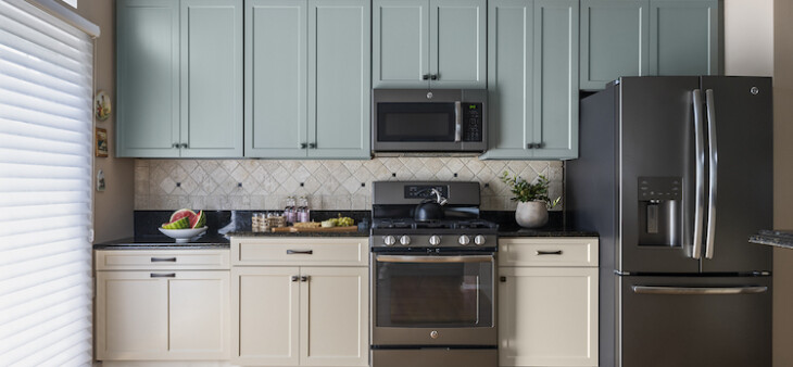 two-tone kitchen cabinet painting in meridian