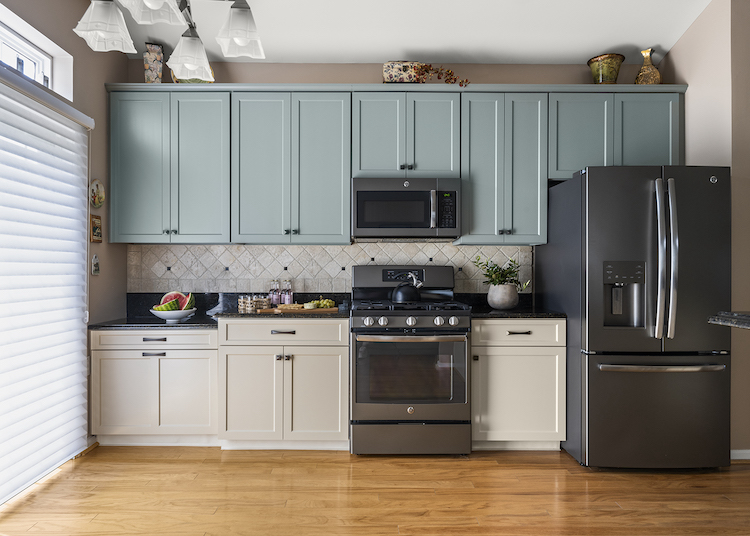 two-tone kitchen cabinet painting in eagle, id