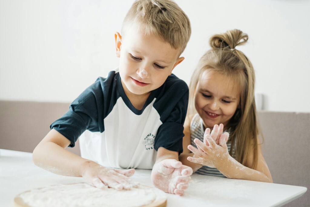 kids having fun in the kitchen